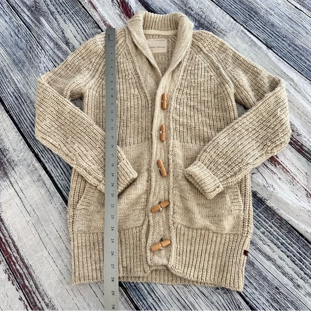 Banana Republic Heritage Men's Cream Shawl Collar Toggle Wool Blend Cardigan